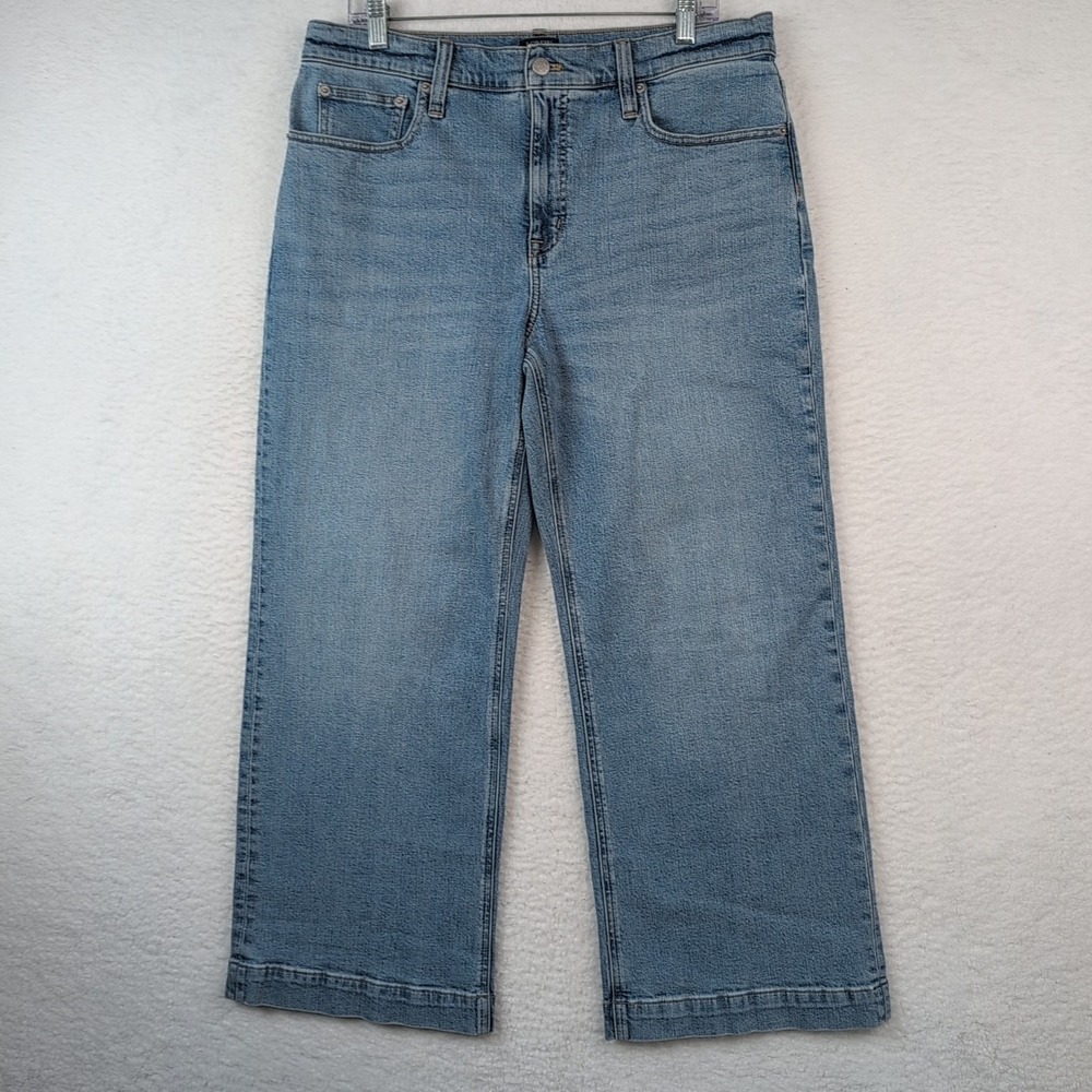 J‎ Crew Classic Wide Leg Jeans Women's 30 PETITE Stretch Medium Wash